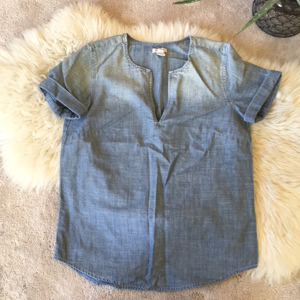 ⚡️4 for $25!⚡️ J. Crew Chambray Cuff Sleeve Denim Top